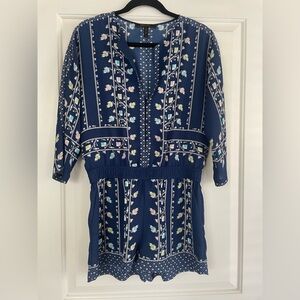 BCBGMaxAzria Blue Floral Romper